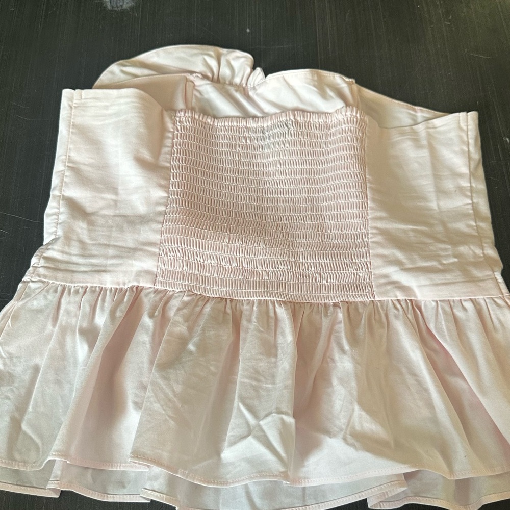 Zara Pink Ruffle Strapless Top - Picture 2 of 4